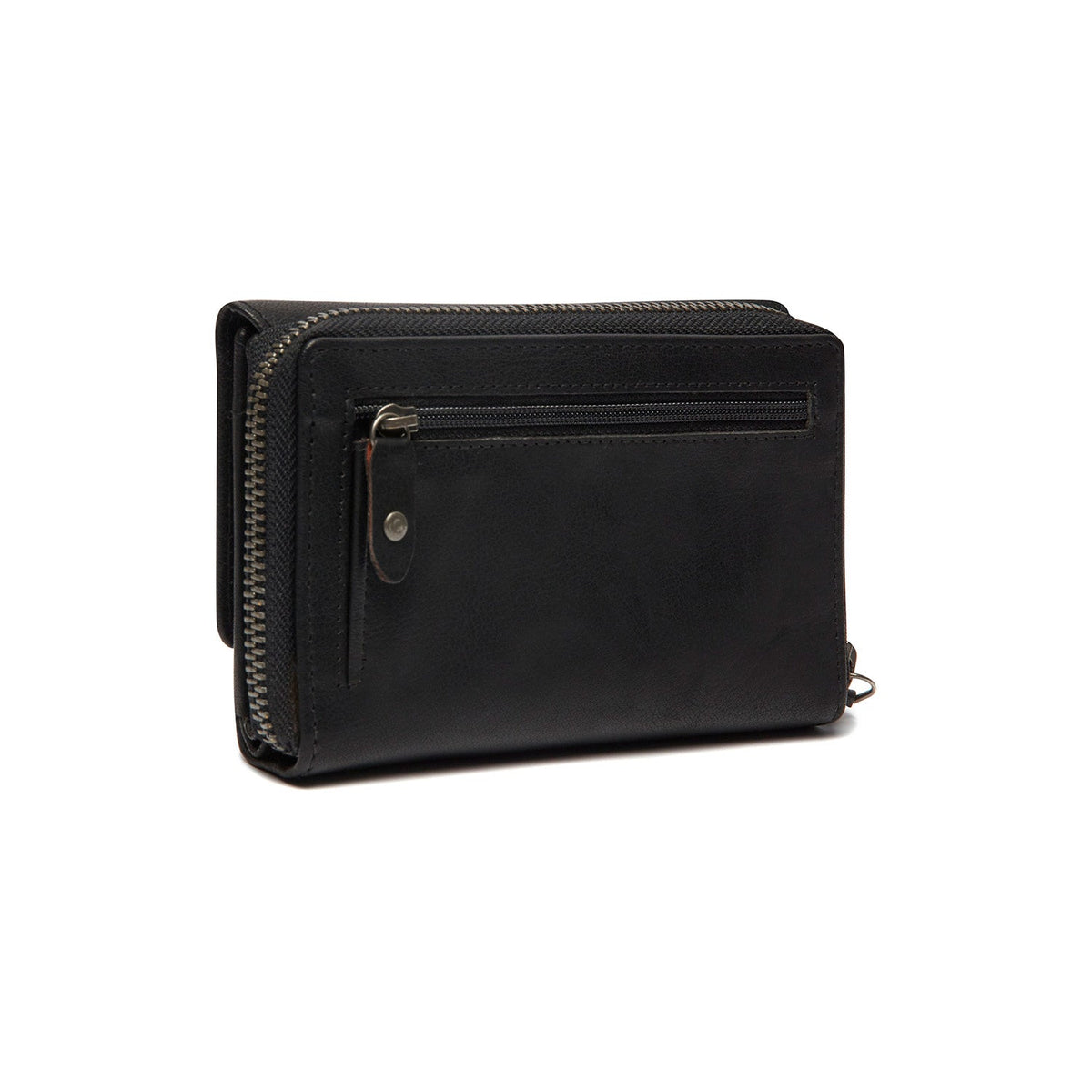 Rhodos Full-Grain Leather Wallet para Mulher - Structured Side Profile Showing Gusset Depth &amp; Expansion Capacity