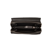 Solid Antique Brass Hardware &amp; Heavy-Duty Dual Zipper Detail on Salviano Full-Grain Leather Wallet para Mulher