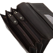 Salzburg Full-Grain Leather Wallet para Mulher - Structured Side Profile Showing Gusset Depth &amp; Expansion Capacity