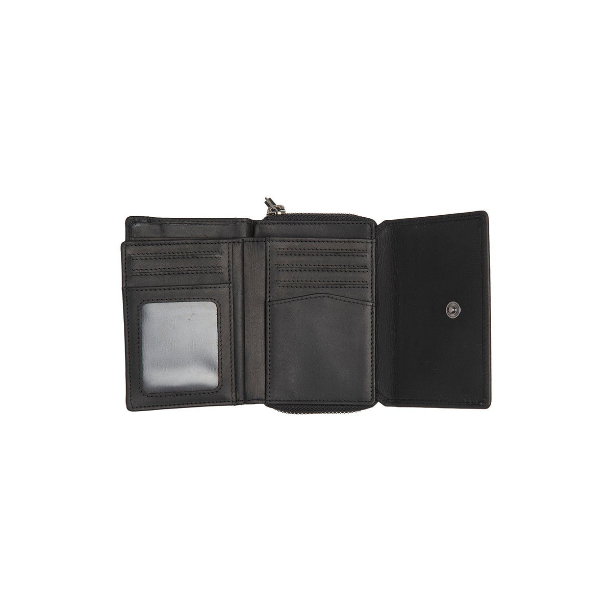 Sorraia Full-Grain Leather Wallet para Mulher - Structured Side Profile Showing Gusset Depth &amp; Expansion Capacity