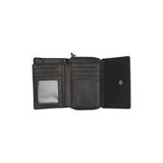 Sorraia Full-Grain Leather Wallet para Mulher - Structured Side Profile Showing Gusset Depth &amp; Expansion Capacity