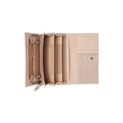 Valetta Full-Grain Leather Wallet para Mulher - Structured Side Profile Showing Gusset Depth &amp; Expansion Capacity
