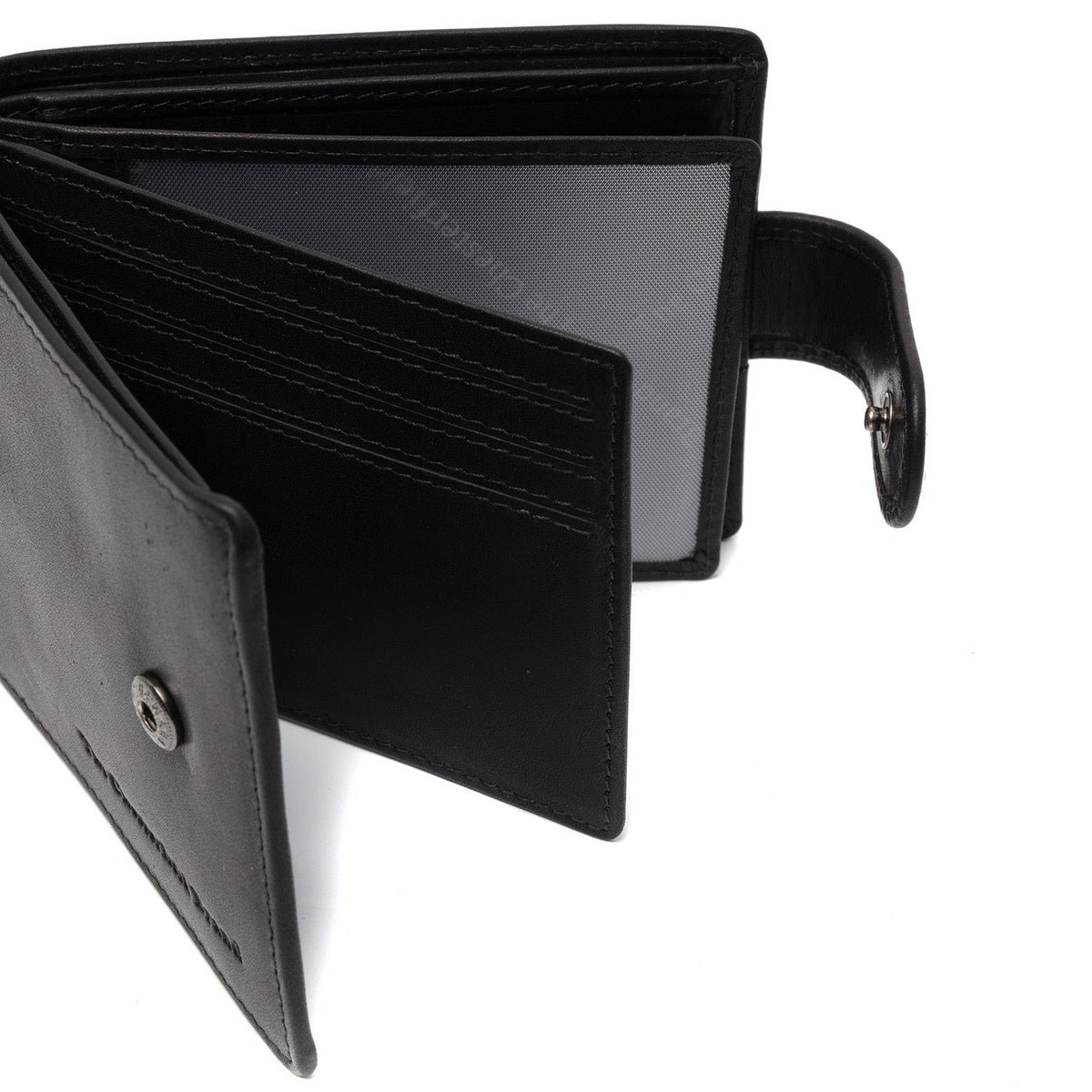Yamba Full-Grain Leather Wallet para Homem - Structured Side Profile Showing Gusset Depth &amp; Expansion Capacity