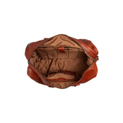 
Solid Antique Brass Hardware & Heavy-Duty Dual Zipper Detail on Cavoli Mala de viagem de fim de semana