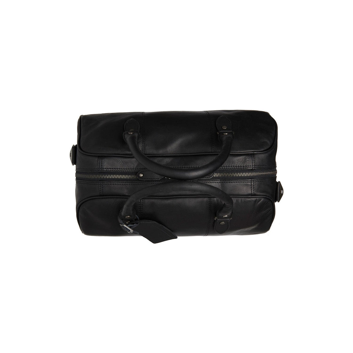 Liam Full-Grain Leather Weekender Bag para Mulher - Structured Side Profile Showing Gusset Depth &amp; Expansion Capacity