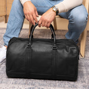 
Classic 100% Full-Grain Leather Duffle Bag - Perspetiva traseira com alças de couro reforçadas