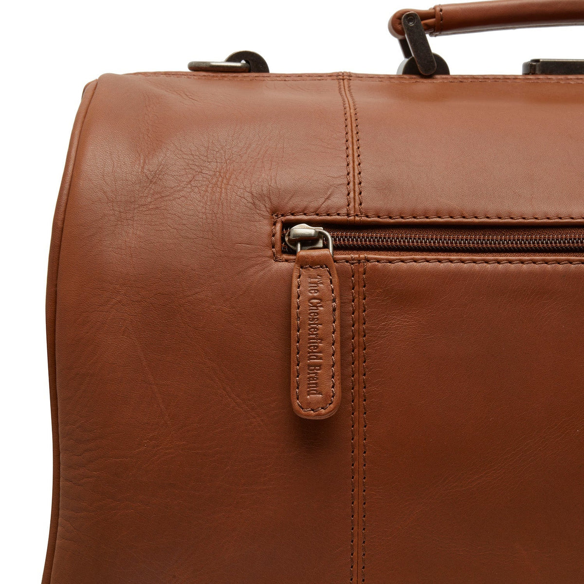 Texel Full-Grain Leather Weekender Bag para Mulher - Structured Side Profile Showing Gusset Depth &amp; Expansion Capacity