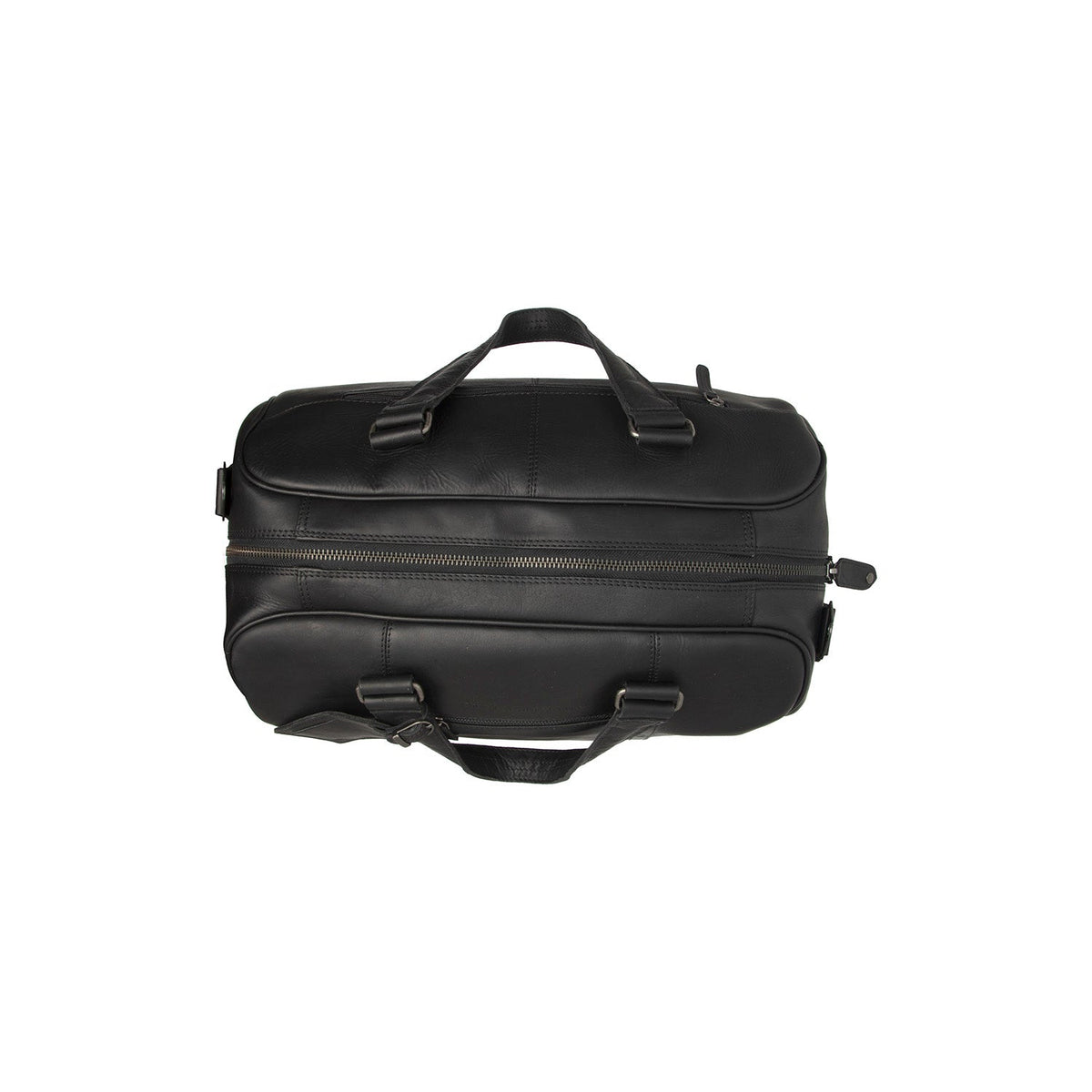 Solid Antique Brass Hardware &amp; Heavy-Duty Dual Zipper Detail on Volenza Full-Grain Leather Weekender Bag para Mulher