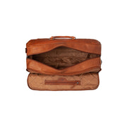 Cognac Leather Weekender Trolley Jayven para Mulher, detail view 4
