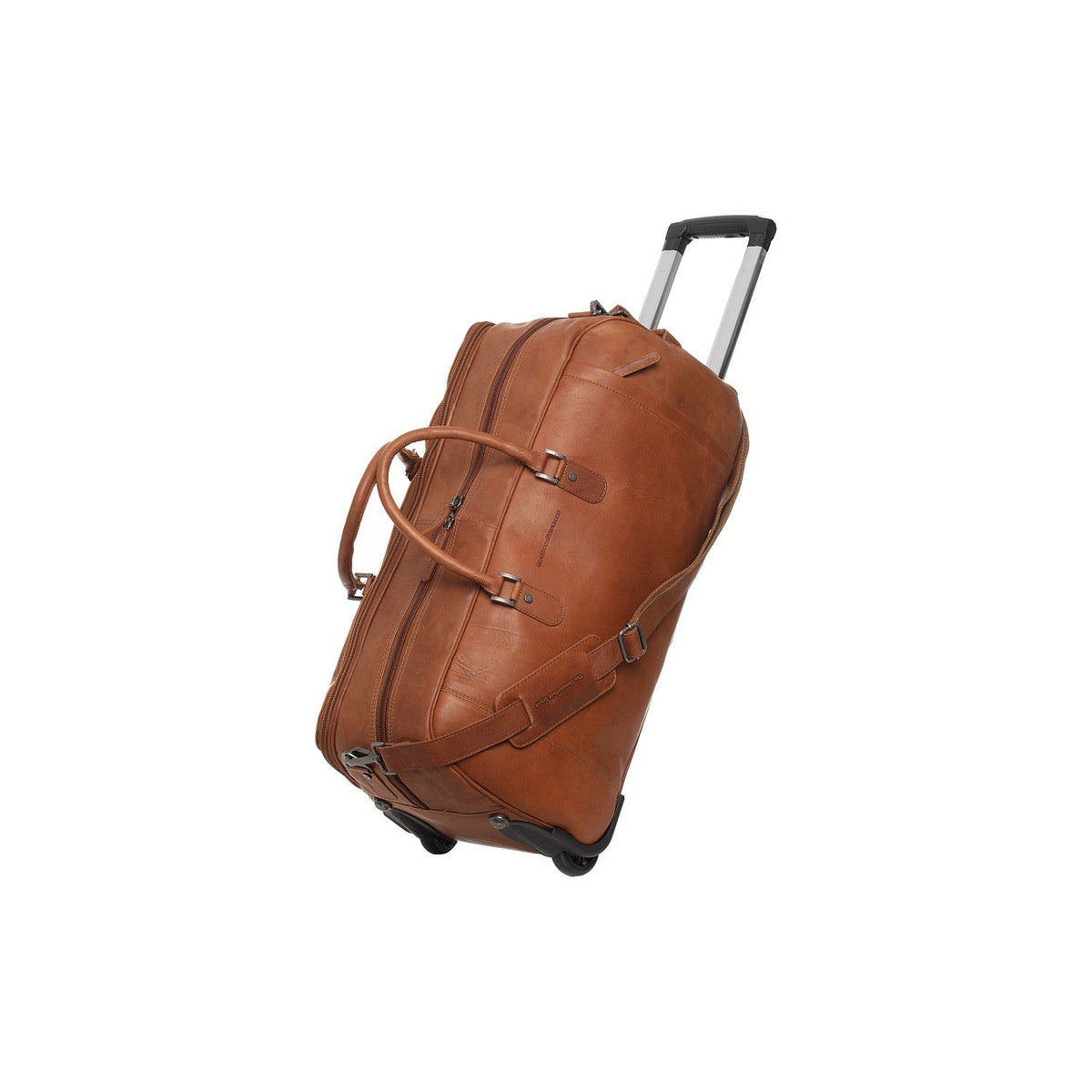 Cognac Leather Weekender Trolley Jayven para Mulher, front view