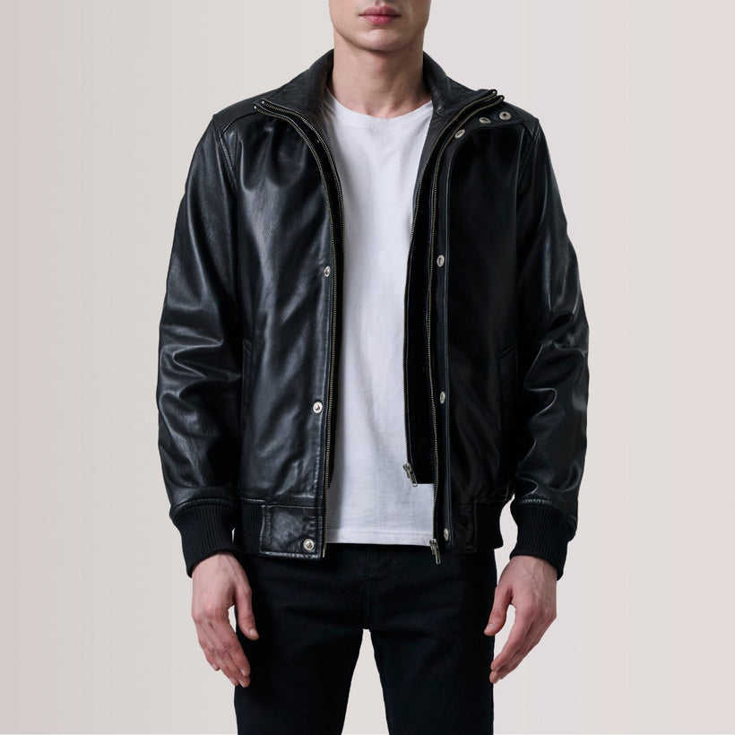 Lester Castanho Suede Blusão Bomber de Couro para Homem