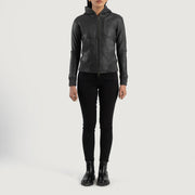 
Luna Hooded Jaqueta Bomber de Couro para Mulher – alternate product view 3
