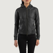 
Luna Hooded Jaqueta Bomber de Couro para Mulher – alternate product view 4