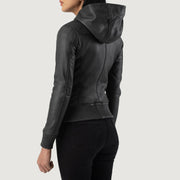 
Luna Hooded Jaqueta Bomber de Couro para Mulher – alternate product view 5