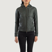 
Luna Hooded Jaqueta Bomber de Couro para Mulher – alternate product view 4
