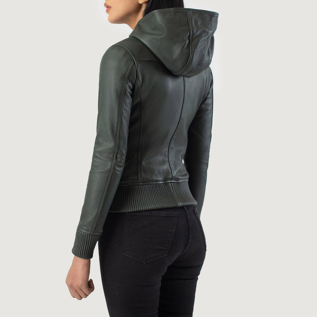 
Luna Hooded Jaqueta Bomber de Couro para Mulher – alternate product view 5