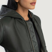 
Luna Hooded Jaqueta Bomber de Couro para Mulher – alternate product view 6
