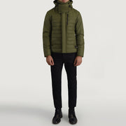 
Vista detalhada of Classic Collar & Zipper With Placket Hardware on Malcolm Verde Hooded Puffer Jaqueta de Couro para Homem