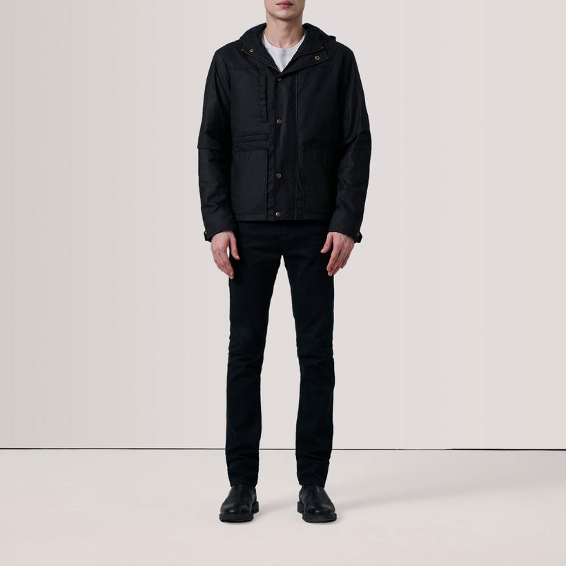 Marlo Preto Canvas Hooded Work Blusão de Couro para Homem