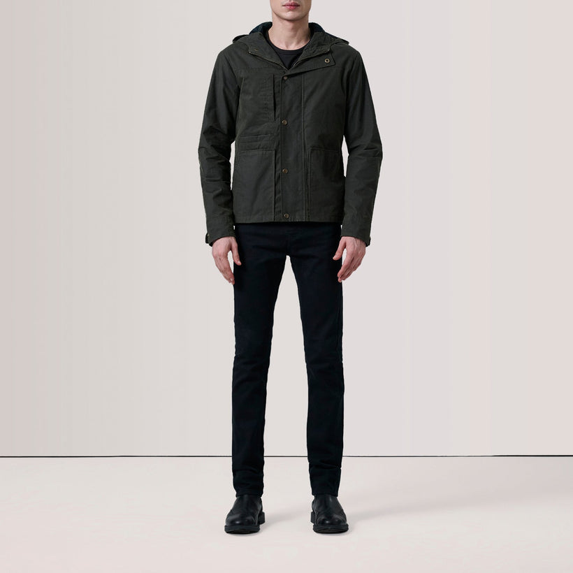Marlo Olive Canvas Hooded Work Blusão de Couro para Homem