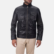 
Maurice Preto Jaqueta de Couro para Homem in Black Sheepskin Leather - Vista frontal e silhueta ajustada | Comprar online