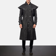 
Maverick Preto Leather Duster para Homem in Distressed Black Sheepskin Snuffed - Vista frontal e silhueta ajustada | Comprar online