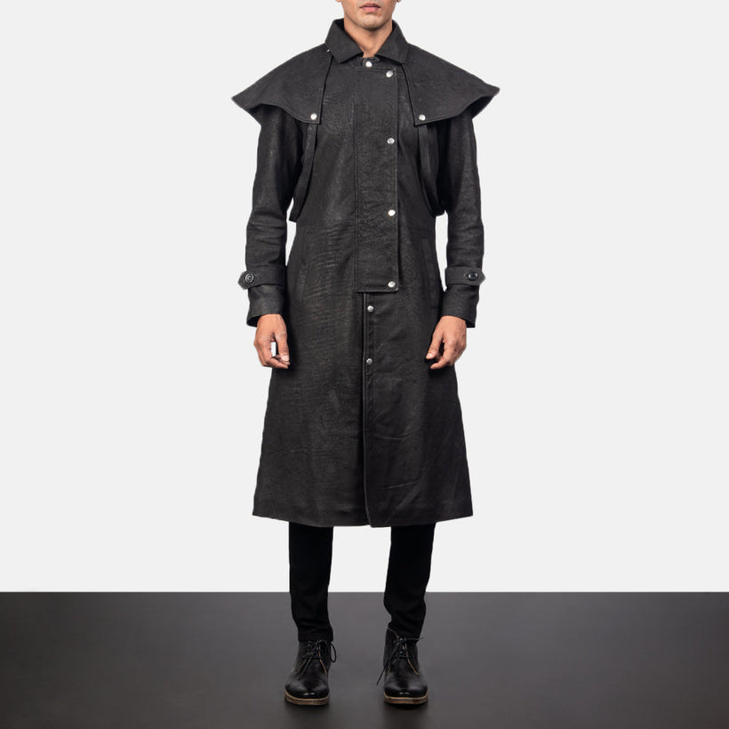 Maverick Preto Leather Duster para Homem