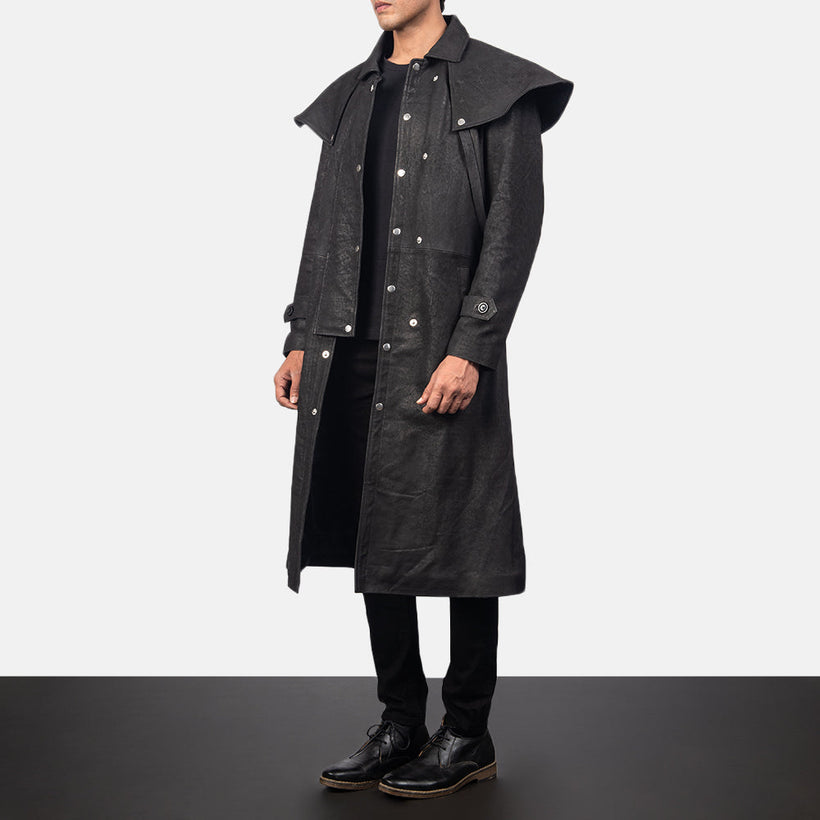 Maverick Preto Leather Duster para Homem
