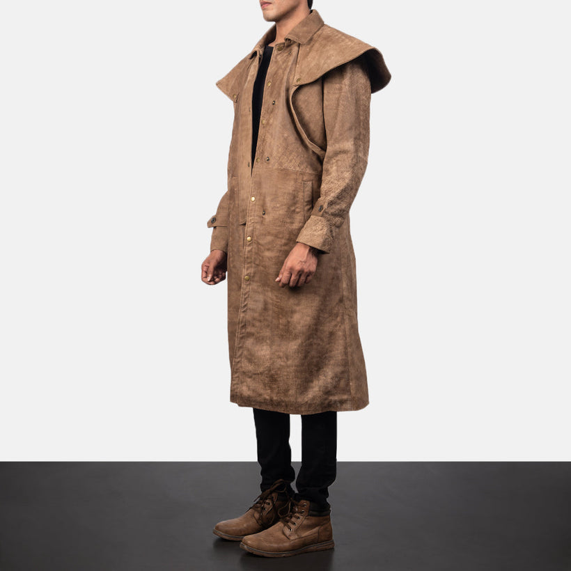 Maverick Castanho Leather Duster para Homem
