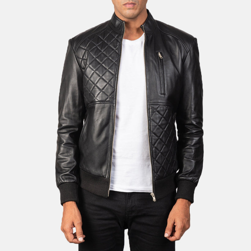 Moda Blusão Bomber de Couro para Homem