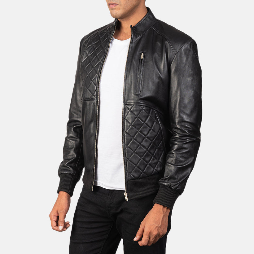 Moda Blusão Bomber de Couro para Homem