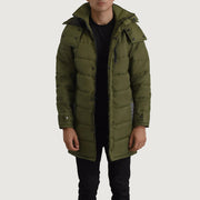 
Moore Verde Hooded Parka para Homem in Green Full-Grain Leather - Vista frontal e silhueta ajustada | Comprar online