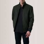 Morrison Olive Canvas Blusão Bomber de Couro para Homem For Men in Olive Waxed Cotton Canvas - Front Profile View &amp; Tailored Silhouette | Buy Online