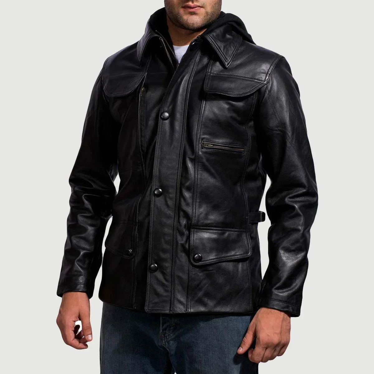Authentic Cowhide Leather with Semi-aniline Finish Grain Texture &amp; Heavy-Duty Seam Stitching Detail