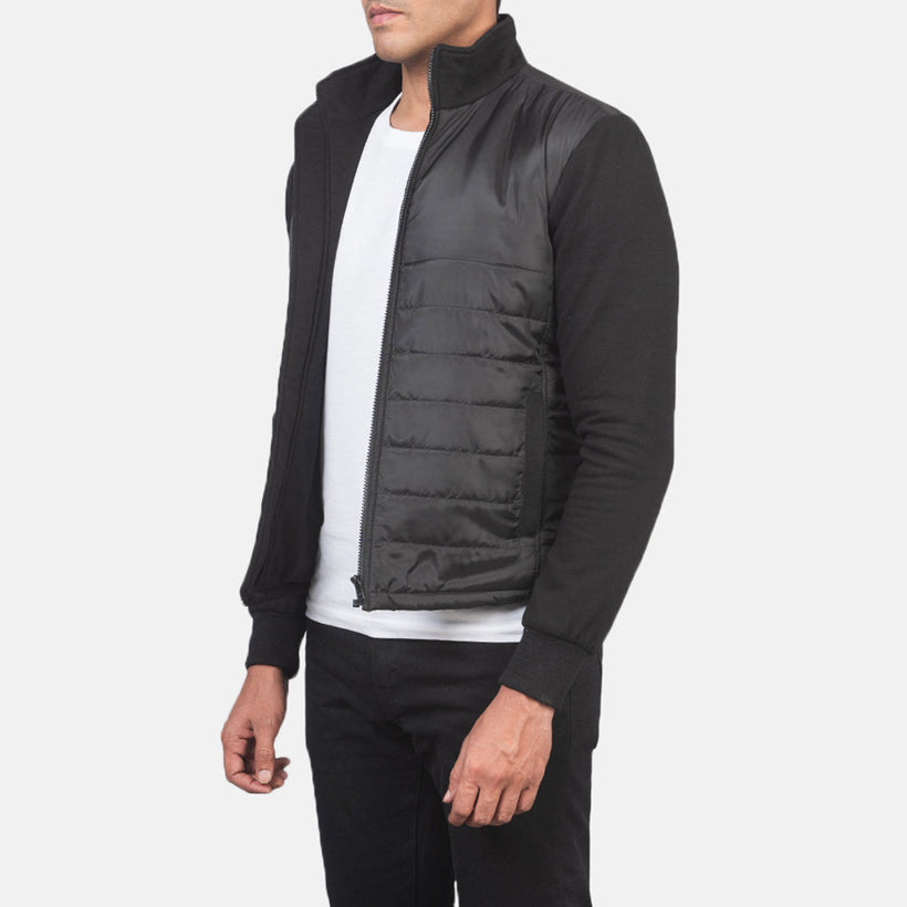 Nashville Acolchoado Preto Windbreaker Jaqueta de Couro para Homem