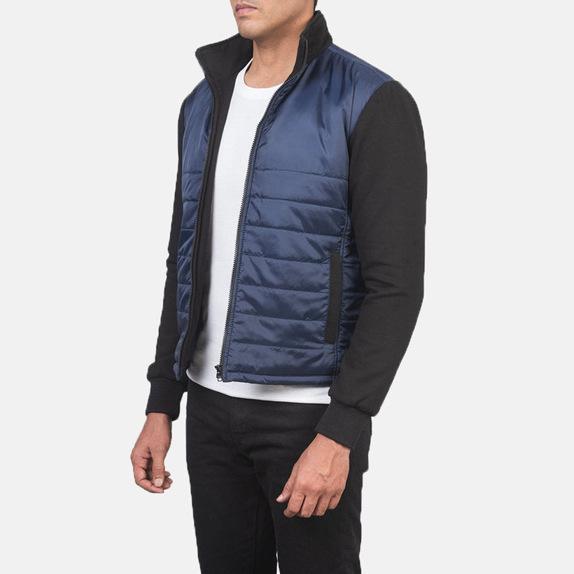 Nashville Acolchoado Azul Windbreaker Jaqueta de Couro para Homem