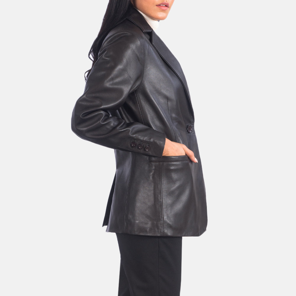 Norma Blazer de Couro para Mulher – alternate product view 3