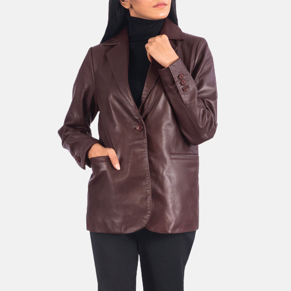 Norma Blazer de Couro para Mulher – alternate product view 4