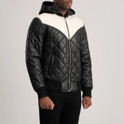 
Tan Brown Sheepskin Leather Bomber Jacket - Vista traseira com ombros definidos e bainha impecável