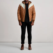 
Norman Jaqueta de Couro Caramelo Puffer Jaqueta de Couro para Homem – alternate product view 3