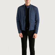 Men's Nyle Acolchoado Windbreaker Blusão de Couro para Homem in Navy Blue Nylon - Front Profile View &amp; Tailored Silhouette | Buy Online