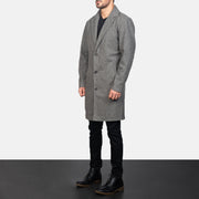 
Grey Synthetic Wool Trench Coat - Vista traseira com ombros definidos e bainha impecável