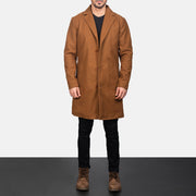 
Vista detalhada of Notch & Button Hardware on Petrillo Khaki Wool Single Breasted Casaco em Couro para Homem
