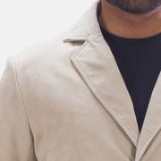 Men's Professor By Day Suede Blazer de Couro para Homem - Lateral Side Profile View Showing Sleeve Cut &amp; Athletic Taper Fit