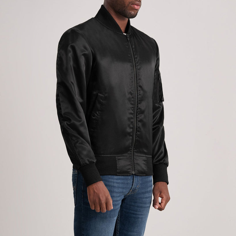 Quinton MA-1 Preto Blusão Bomber de Couro para Homem