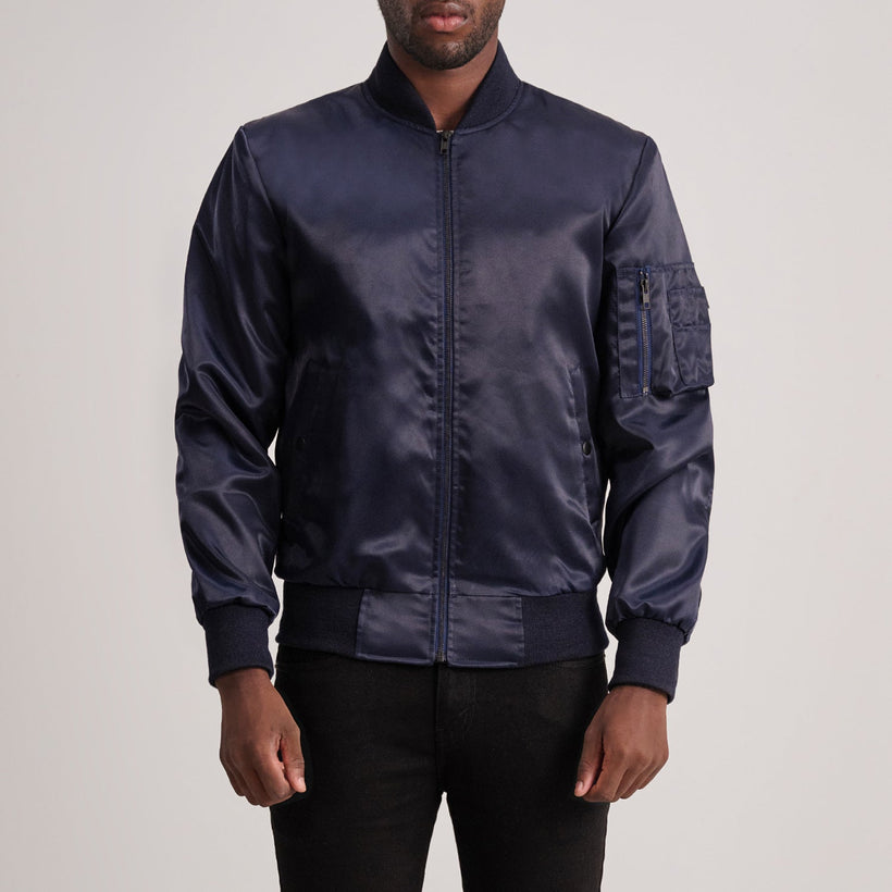 Quinton MA-1 Azul Blusão Bomber de Couro para Homem