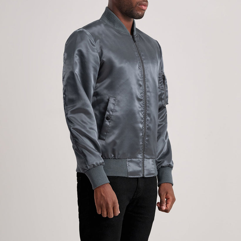 Quinton MA-1 Grey Blusão Bomber de Couro para Homem