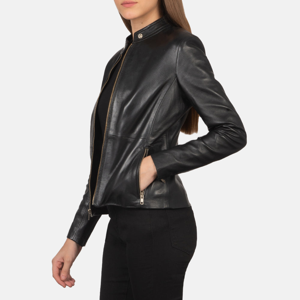 
Rave Castanho Jaqueta Biker de Couro para Mulher – alternate product view 3