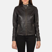 
Rave Brown Leather Biker Jacket in Brown Sheepskin Leather - Vista frontal e silhueta ajustada | Comprar online
