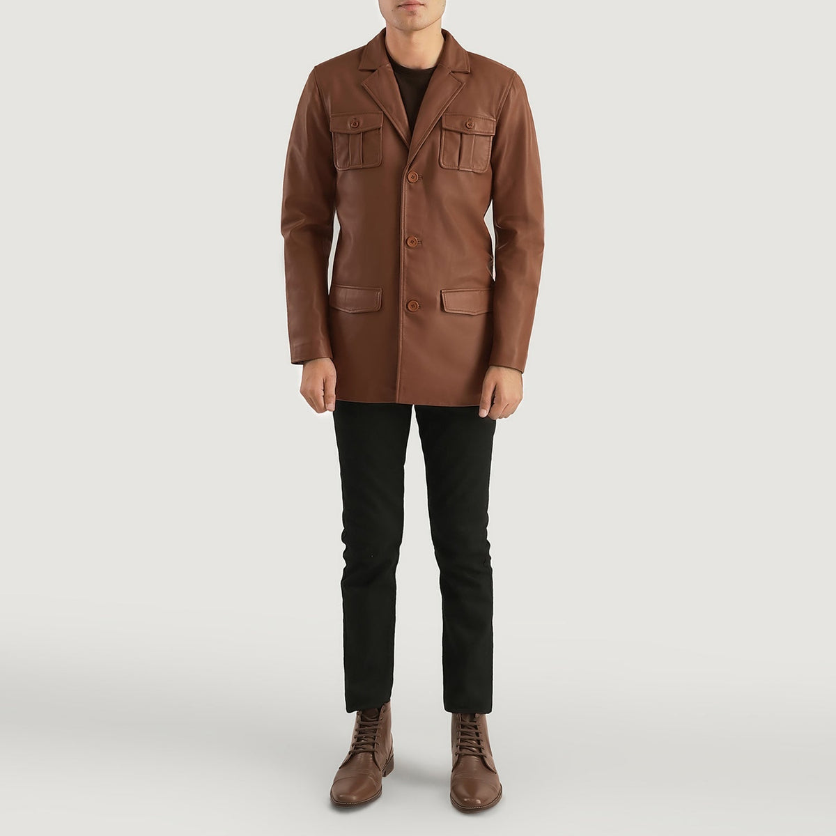 Ray Cutler Blusão de Couro para Homem – alternate product view 3